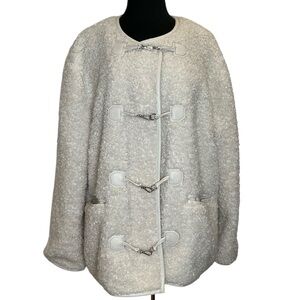Avec Les Filles Toggle Front Sherpa Jacket in Cream Size  XXL/XXXL
